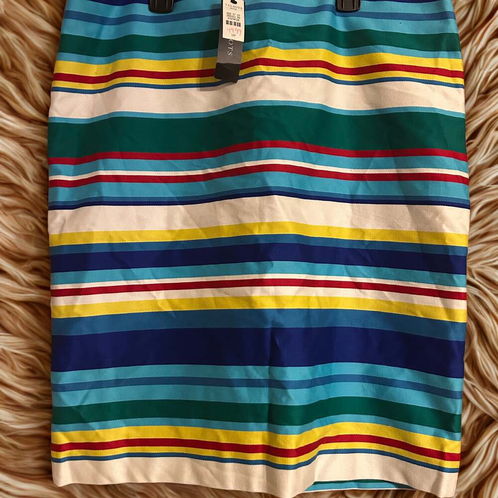 TALBOTS Rainbow Multicolor striped pencil skirt Size 12